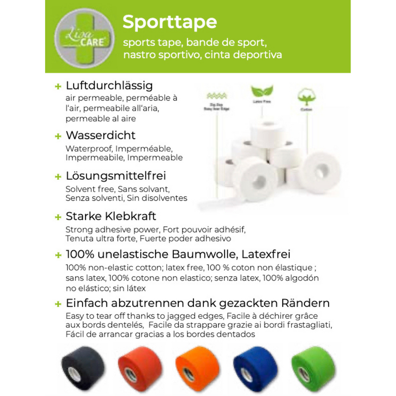 LisaCare Sporttape - 6er Set - 3,8cm x 10m - Rot