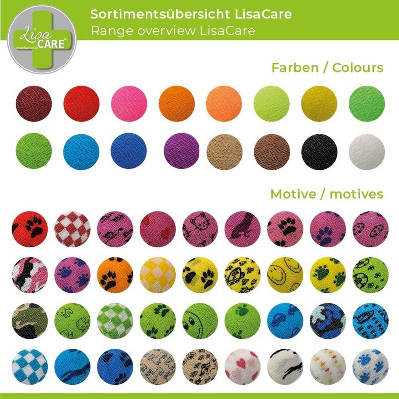 Set di 3 diversi cerotti colorati LisaCare, 10 cm di larghezza x 4,5 m di lunghezza