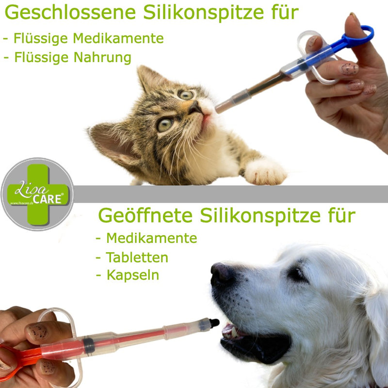 LisaCare Tablettengeber für Tiere Rot / Grün / Blau - 3er Set