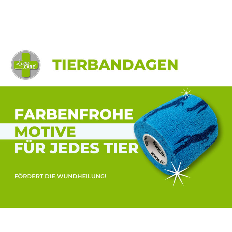 LisaCare Wundverband - 3er Pfoten Sets - Tierverband mit Größenauswahl 5-10cm x 4,5m