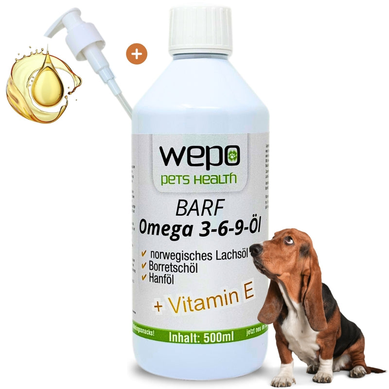 WEPO 3-6-9 Barf Öl Premium-Qualität - 100% natürliches Omega 3 6 9 - 500ml